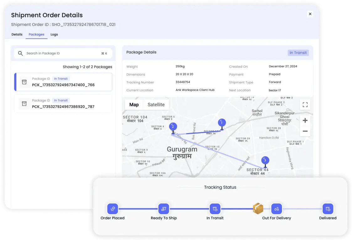 Real-time package-level shipment tracking system providing detailed insights on weight, dimensions, and delivery status for enhanced visibility.