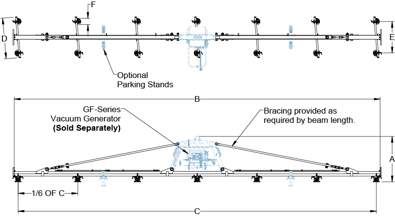 LG700M14 lifting frame dimension drawing