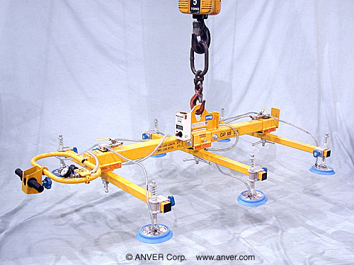 ANVER L90M6-61-3/44 with 22300956 and VPF-57-AC (not shown): lifting & handling steel sheet 8 ft x 6 ft (2.4 m x 1.8 m) weighing up to 900 lb (408 kg)