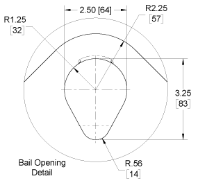 Lifting bail dimensions