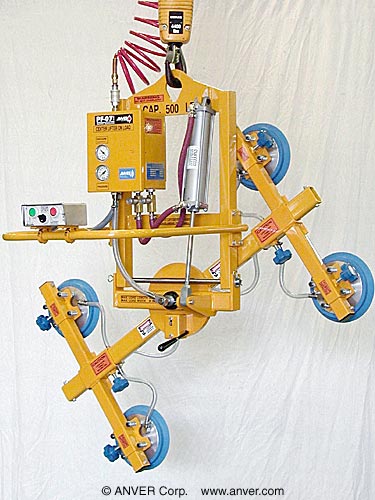 ANVER AT50M4-48-2/30MR four pad air powered vacuum lifter with powered tilter and manual rotator