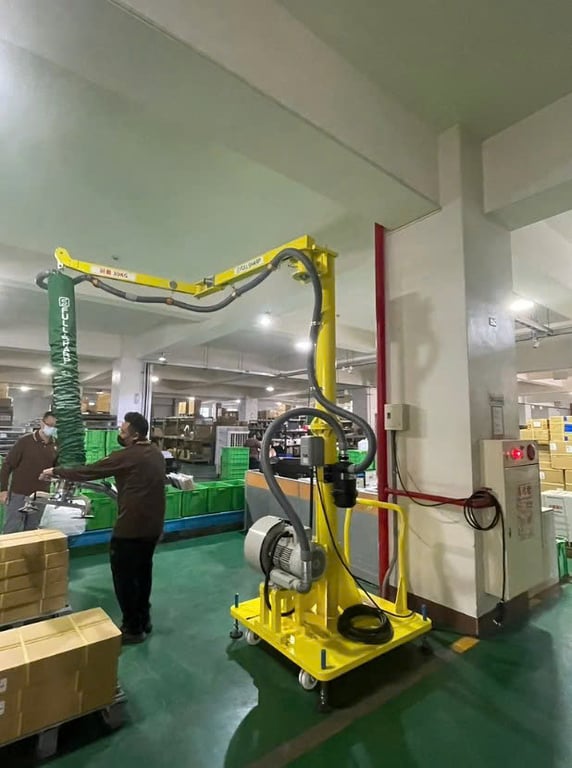 Cầu trục xoay khớp nối đế di động hút thùng giấy chân không