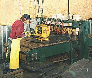 ANVER VPF-1S with FP1111: lifting and handling a variety of split slate stone in the horizontal position. The unit features a water trap and was supplied with multiple pad attachments for handling loads weighing up to 2000 lb (907 kg).