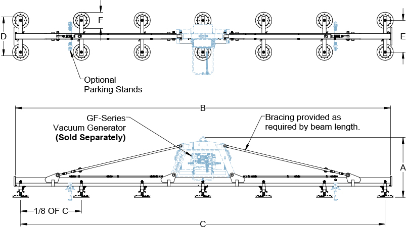 LG2100M14 lifting frame dimension drawing