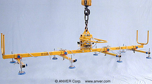 ANVER E60M8-150-4/44: lifting & handling aluminum sheets 16 ft x 8 ft (4.9 m x 2.4 m) up to 600 lb (272 kg)