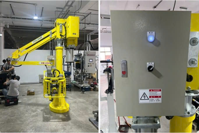 Tay nâng trợ lực điện khí có motor gắp khuôn