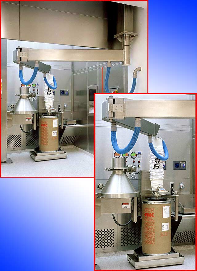 Ống hút ANVER VT180 nâng thùng phuy giấy trong phòng sạch thí nghiệm