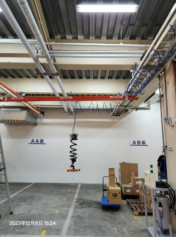 Thanh ray 5T treo trần kết hợp palăng Lifts All hút thùng giấy