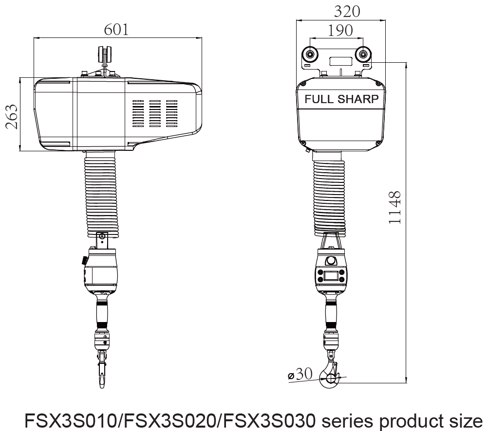 FSX3 intelligent balance hoist dimension drawing