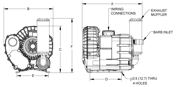 Bản vẽ kích thước bơm chân không ANVER VB41HF-FR