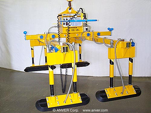 ANVER four pad custom electric vacuum lifter with hinged oval vacuum pads for lifting steel sheet jackets 127″ (3226 mm) dia. up to 1200 lb (544 kg)