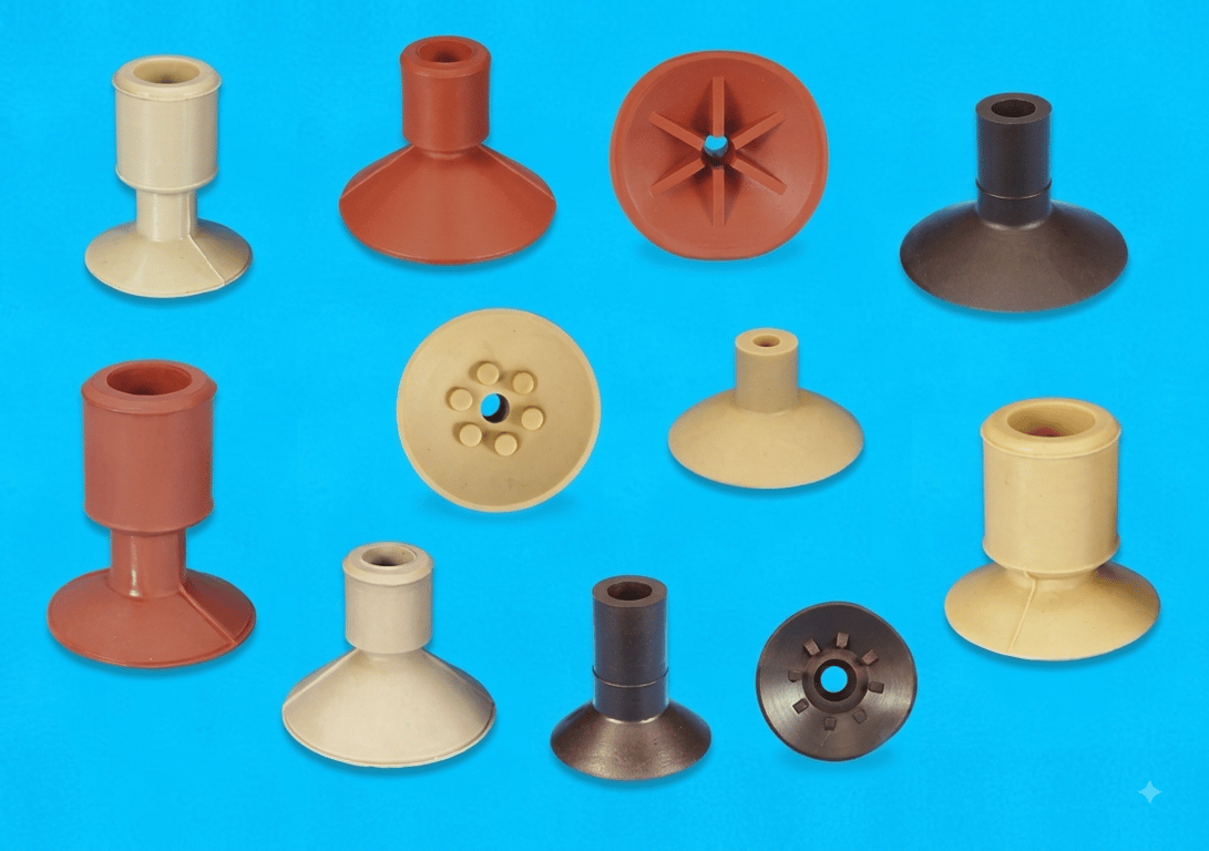 Push-in suction cup suckers for cartons and light sheets