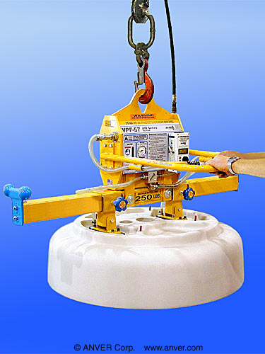 ANVER VPF-57/20-AIR with L25M2-48OC: lifting & handling ceramic basins up to 250 lb (113 kg)