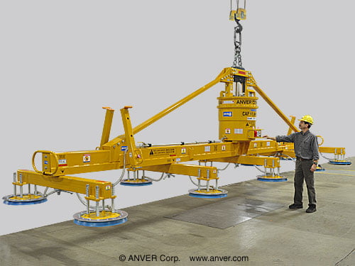 ANVER M1700M10-324-5/68FX: lifting & handling metal sheet 35 ft x 12 ft (9.9 m x 3.7 m) up to 17000 lb (7711 kg)