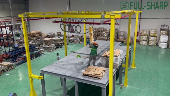 Bộ khung thanh ray nhẹ treo thiết bị nâng hạ chân không hút bao