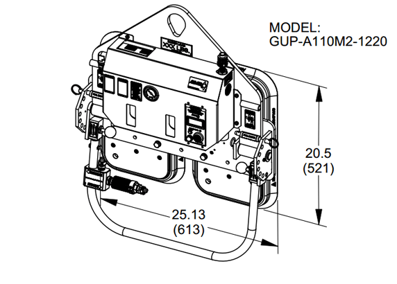 Bản vẽ kích thước thiết bị nâng GUP dùng gioăng SSR-1220