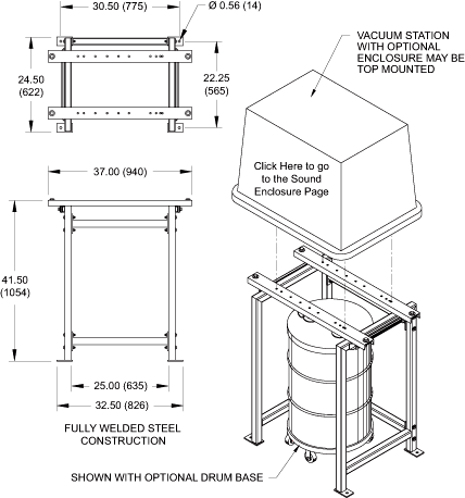 Bản vẽ kích thước chân đế bơm chân không