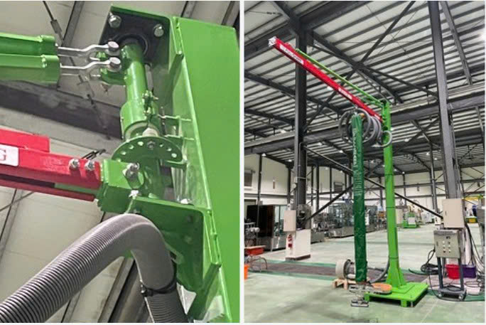 Cầu trục xoay thanh ray hút chân không đổi mặt hút bao, thùng giấy