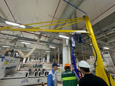 Cầu trục xoay ray thép 200 kg dài 5 m hút và lật tấm gỗ - ảnh 17