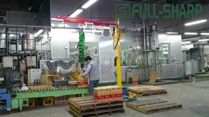 Cầu trục xoay & Thiết bị nâng hạ hút chân không nâng hạ thùng hàng carton, thùng giấy.