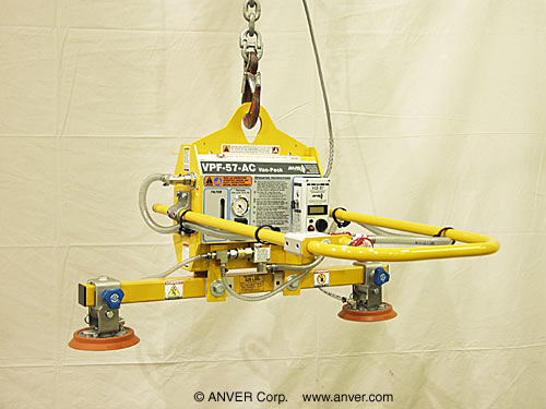 ANVER VPF-57-AC with PA70-2-36-3-SI: lifting & handling various laser cut parts up to 320 lbs (145 kg)