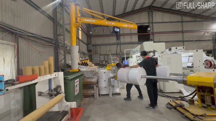 Cầu Trục Xoay 500kg Nâng Cuộn Giấy | Tool Đâm Lõi Airshaft Xoay Lật | FULLSHARP