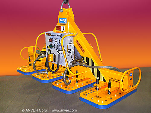 ANVER E1280M4-96F four pad electric powered heavy duty vacuum lifter with fixed high capacity rectangular vacuum pads