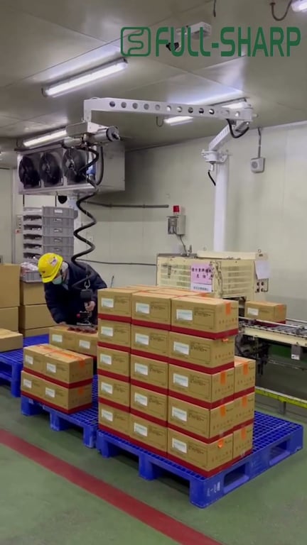 Hút chân không thùng carton treo cầu trục xoay khớp nối