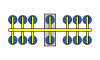 Crossarm and pad positions on 14-pad frame, diagram 6