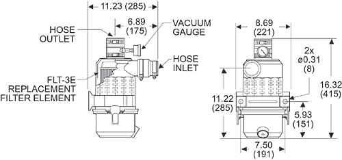 Bản vẽ kích thước bộ lọc FLT-3