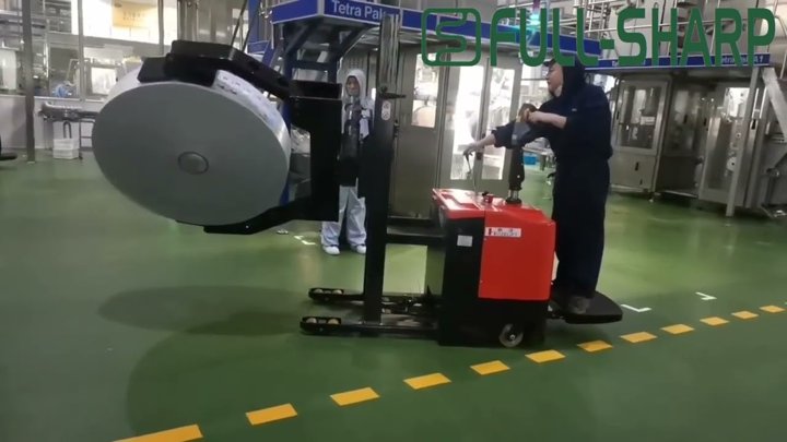 Xe nâng kẹp điện đứng lái nâng hạ cuộn giấy lớn xoay chuyển linh hoạt - Electric forklift