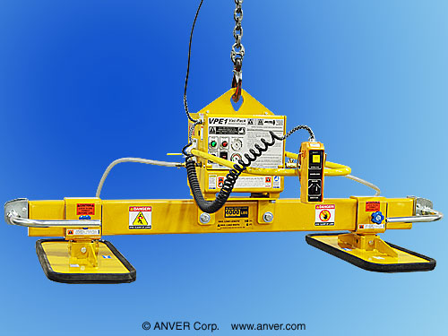 ANVER VPE1-HD with L400M2-72FP: lifting & handling flamed stone 10 ft x 6 ft (3.1 m x 1.8 m) up to 4,000 lbs (1814 kg)