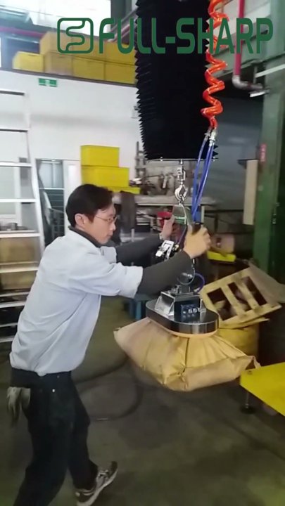 Cầu trục xoay khí nén & Thiết bị nâng hạ hút chân không bao: Bao gạo, bột, xi măng, phân bón