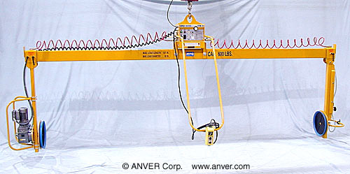 ANVER E60M2-184SG-PR: lifting and rotating large electrical enclosures 14 ft x 7 ft (4.3 m x 2.1 m) up to 600 lb (272 kg)