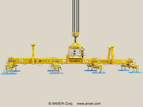 ANVER E880M8-190-4/44 electric powered heavy duty vacuum lifter with 8 pads