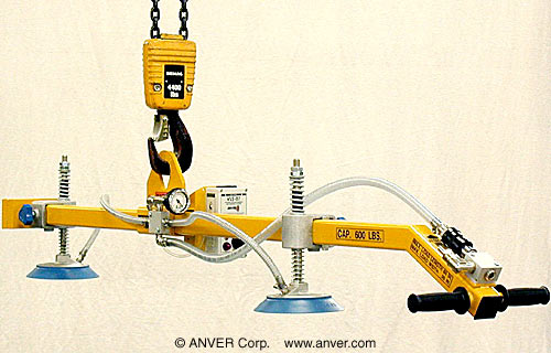 ANVER LB10M2-48-SP: lifting & handling rubber slabs 30″ x 60″ (762 mm x 1524 mm) up to 100 lb (45 kg)