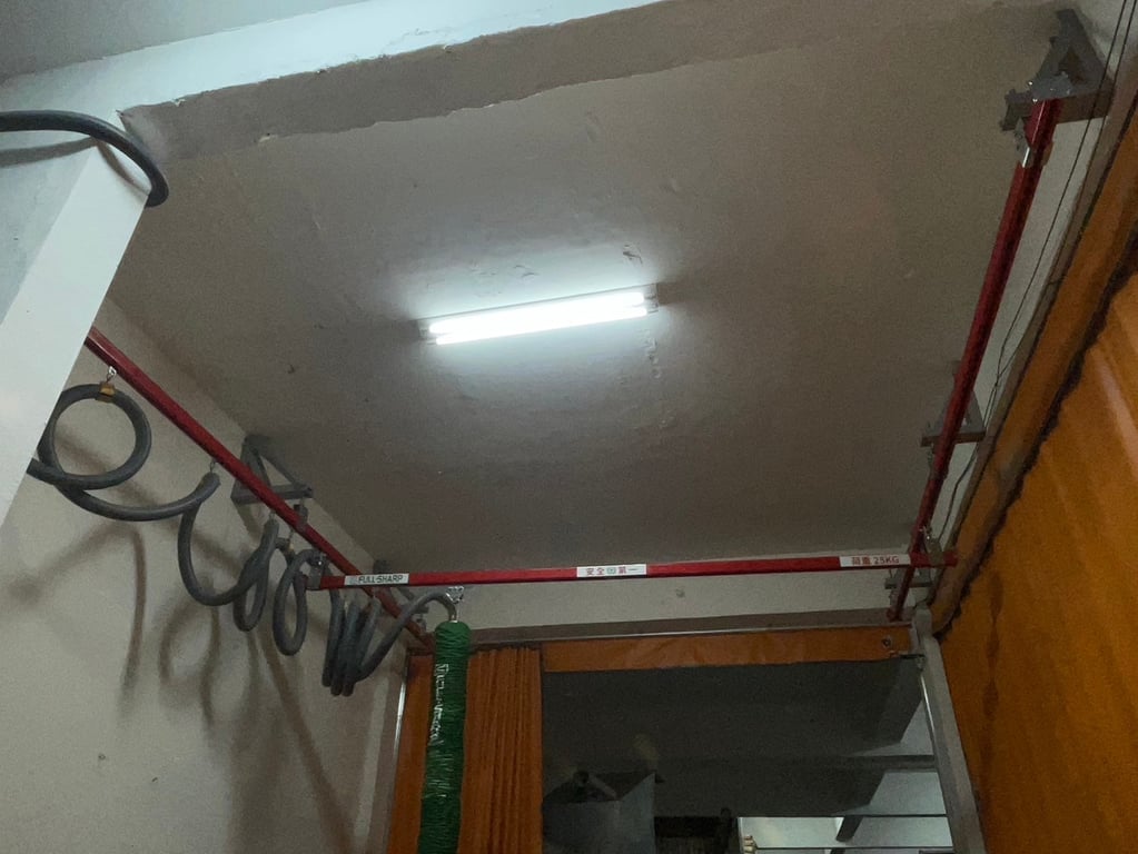 Thanh ray 5T treo trần và ống hút chân không FullSharp hút bao