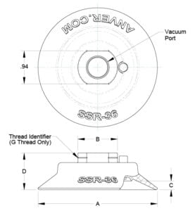 Bản vẽ kích thước mặt hút VP36SSR-NBR