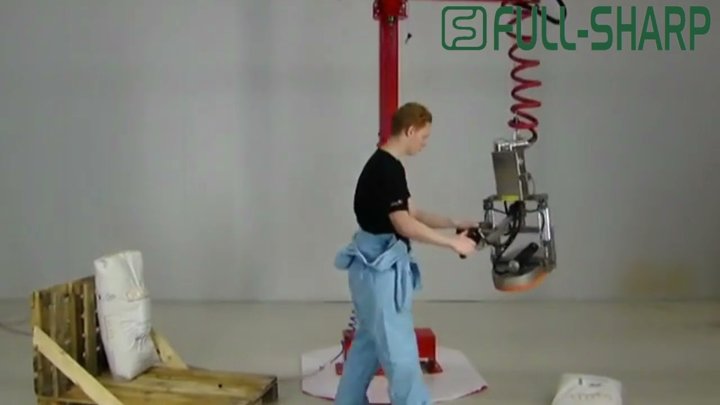 Cầu trục xoay khớp nối & Thiết bị nâng hạ hút chân không bao. Thiết bị nâng bao gạo, bột, phân bón