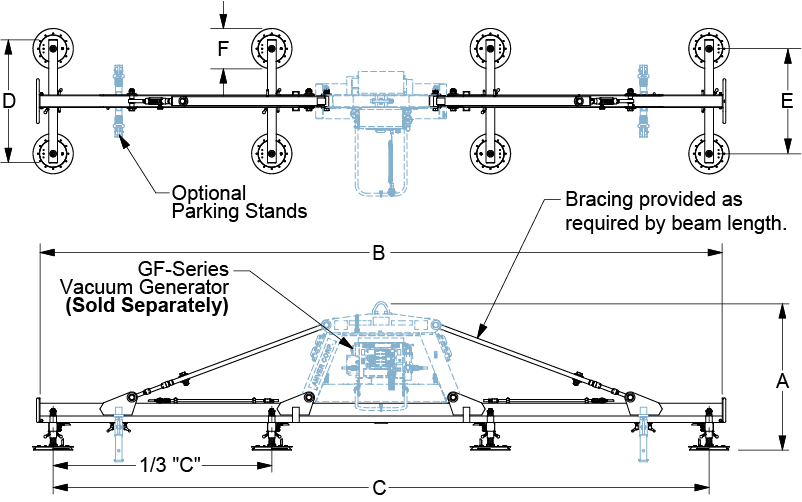 LG600M8 lifting frame dimension drawing