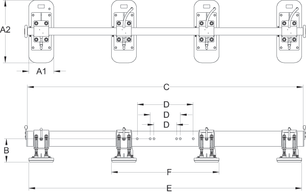 Bản vẽ kích thước khung nâng L400M4-110FP (bản vẽ 76500574)