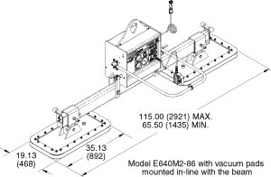 Pad position in-line with beam, drawing