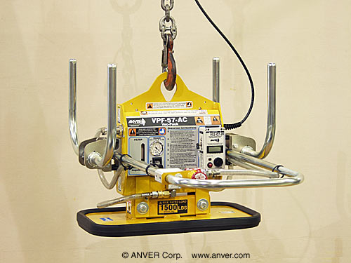 ANVER VPF-57-AC with FP140250G-A2B7: lifting & handling stone slabs 4 ft x 8 ft (1.2 m x 2.4 m) up to 1500 lbs (680 kg)