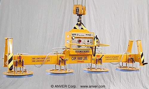 ANVER E800M4-110 four pad electric powered vacuum lifter with optional parking stands