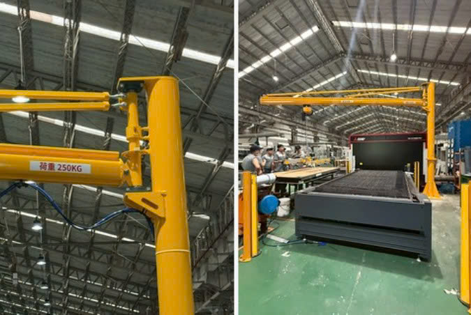 Cầu trục xoay 500 kg hút chân không tấm thép cho máy laser CNC