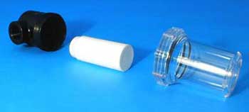 Plastic in-line vacuum filters have easy to replace filter elements