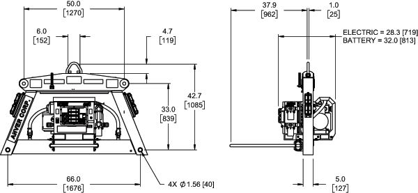 Bản vẽ kích thước khung nâng GF5T