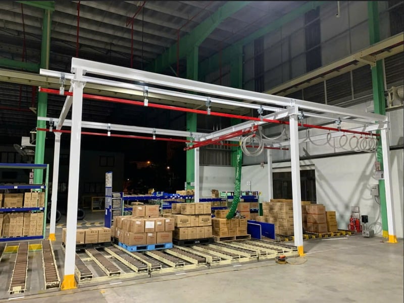 Bộ khung thanh ray 5T và ống hút chân không hút thùng giấy
