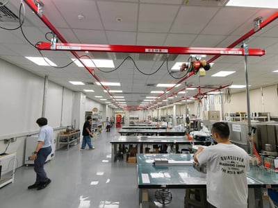 200 kg Overhead Rail System with KITO Electric Hoists for an R&D Office - photo 1