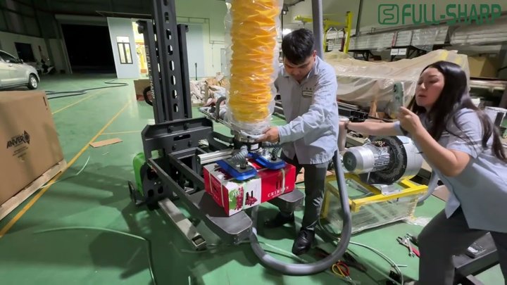 Test thiết bị nâng hạ chân không Anver hút thùng giấy 50kg